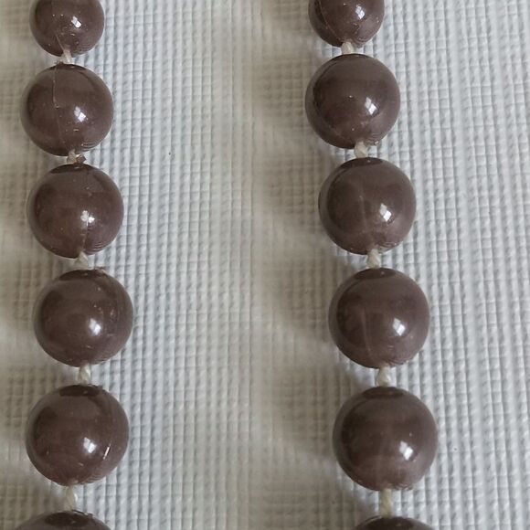Brown Marbled Design Acrylic Beaded Single Strand Vintage Fashion Necklace - Picture 5 of 9